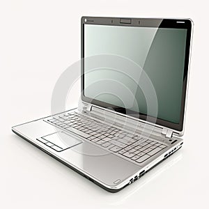 laptop computer on white background photo