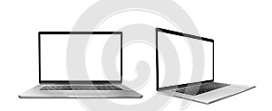 Laptop computer with white screen and keyboard