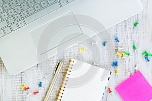 Laptop Computer On White Work Office Desk