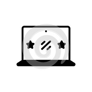 Black solid icon for Laptop, microcomputer and technology