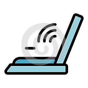 Laptop conference icon vector flat