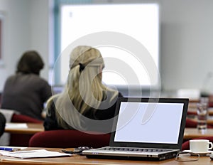 Laptop in conference room