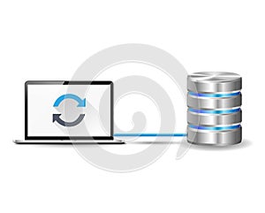 Laptop connected with internet server