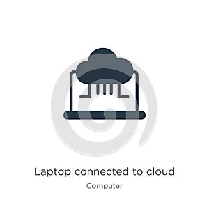Laptop connected to cloud icon vector. Trendy flat laptop connected to cloud icon from computer collection isolated on white