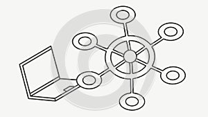 Laptop Connected to a Network Hub Vector Icon, vector design Generative AI