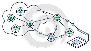 Laptop Connecting to Cloud Network, Data Synchronization, vector design Generative AI