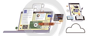 Digital Content Creation Tools on Laptop with Cloud Integration for Media and Web Development