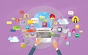 Laptop Content Web Site Social Network Communication