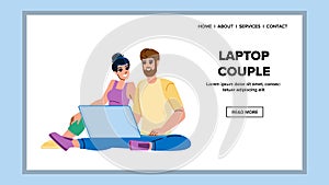 laptop couple vector