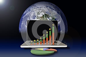 Laptop with currency graph