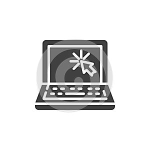 Laptop cursor click vector icon