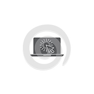 Laptop cursor click vector icon symbol isolated on white background