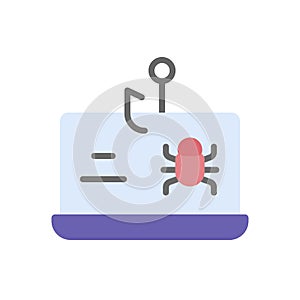 Laptop cyber attack icon. Simple color vector elements of hacks icons for ui and ux, website or mobile application