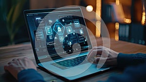 The Laptop with Cybersecurity Interface.AI generated image