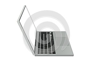 Laptop with 3D structure.Sidewaysl angles