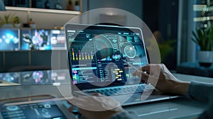 The laptop with data analysis.AI generated image