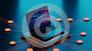 Laptop data flow network technology digital