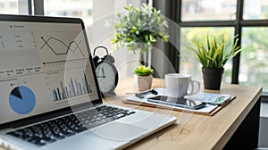 The laptop with data report.AI generated image