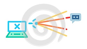 Laptop Data Stream, Digital Information Transfer, vector design Generative AI