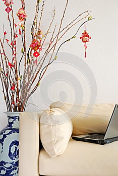 Laptop depicting working overtime on New Year