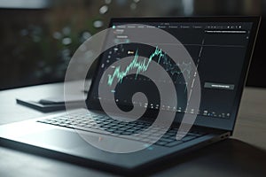 laptop on the desk data visualization on a laptop screen, AI Generative