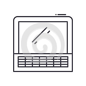 Laptop device icon, linear isolated illustration, thin line vector, web design sign, outline concept symbol with