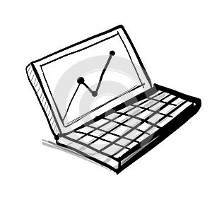Laptop with diagram and chart