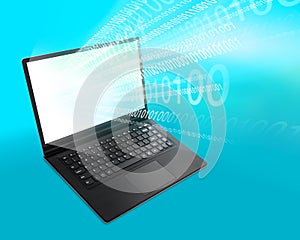 Laptop Digital Binary Background