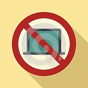 Laptop digital detoxing icon flat vector. Computer use screen