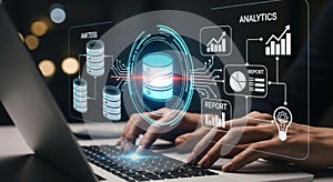 Big Data Integration Platform With Central Database and Analytics Icons
