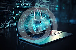 Laptop with digital padlock.