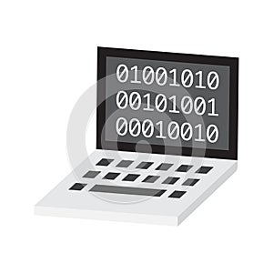 Laptop Displaying Binary Code. Digital Technology and Programming Concept