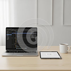 Laptop displaying code editor on a