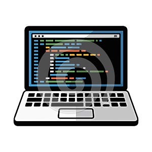 Laptop displaying colorful code, representing programming and software development.