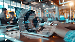 Laptop Displaying Data Analysis.AI generated image