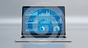 Laptop Displaying Financial Data and Analytics