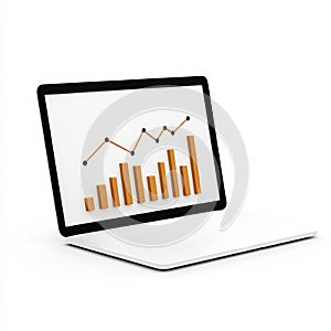 Laptop displaying financial growth chart