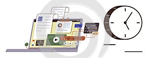 Content Development and Coding Process on Laptop with Time Management Concept