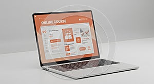 Modern Laptop Displaying Online Course Platform on White Background