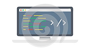 Laptop Displaying Programming Code Vector Illustration, vector design Generative AI