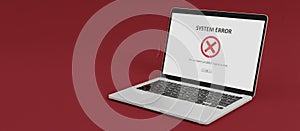 Laptop displaying red system error message on screen