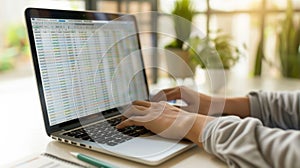 A Laptop Displaying Spreadsheets.AI generated image