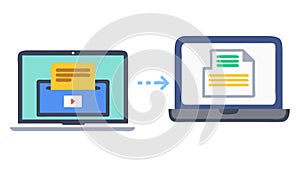 Laptop with Document Exchange, for Workflow Management. vector design Generative AI
