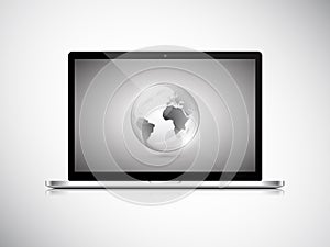 Laptop with Earth globe on screen