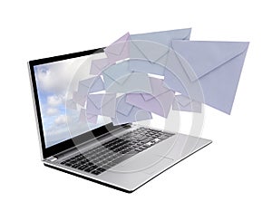 Laptop with envelopes