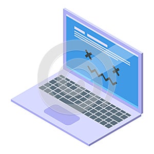 Laptop error icon isometric vector. Lost internet