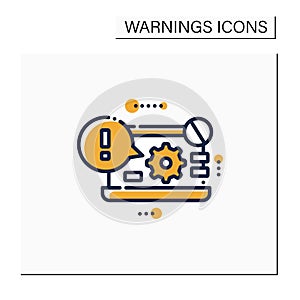 Laptop error notification color icon