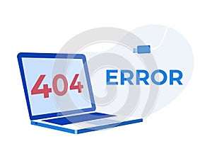 Laptop with Error 404 on Screen Page Not Found