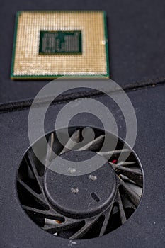 Laptop fan and computer processor. Accessories and spare parts for personal computers