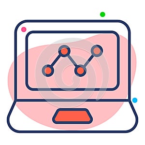laptop Finance Related Vector Line Icon. Editable Stroke Pixel Perfect